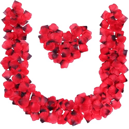 Grever 1000 Pieces Mother's Day Red and Black Artificial Silk Rose Petals Faux Flowers for Wedding Valentines Proposal Anniversary and Romantic Party Decoration (Red and Black) - color: Red and Black