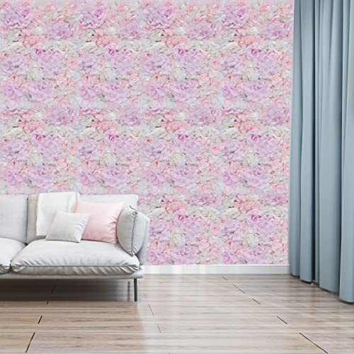 Artificial Flower Wall,Floral Background Decoration Panel,Flowers Panel Decor,Artificial Silk Flower Wall Panel,Faux Flowers Combo Set for Banquet,Wedding 23.62*15.74in 12Pcs (Pink and White) - color: Pink and White