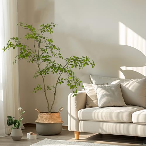 AfanD Artificial Gardenia Tree,5ft（1pack） Tall Fake Plants Artificial Mahonia fortunei Plants for Indoor, Fake Trees for Office Home Living Room Floor Patio Greening Porch Decor - size: 5ft