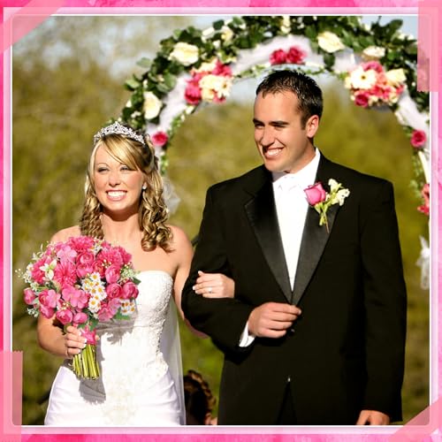 Tigeen Peonies Artificial Flowers Faux Roses Silk Flowers Hydrangea Artificial Bouquet for Wedding Table Centerpiece Floral Vase Home Office Bridal Decor(Rose Pink,12 Bundles) - color: Rose Pink