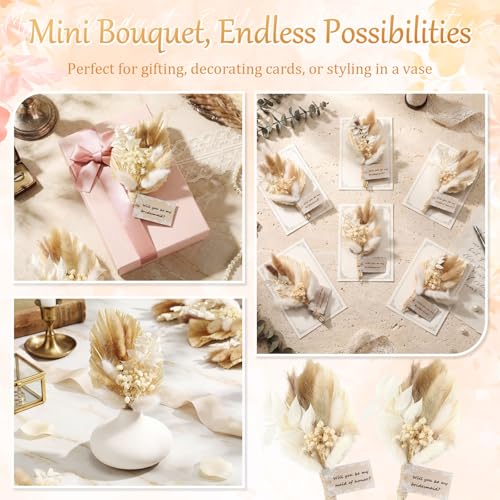 Suncalla 6 Pcs Bridesmaid Proposal Gifts Bouquets Mini 6 Inch Dried Flower Bouquets Will You Be My Bridesmaid Card for Bridal Shower Wedding Bachelorette Party Proposal Box(White,Boho) - color: White, style: boho