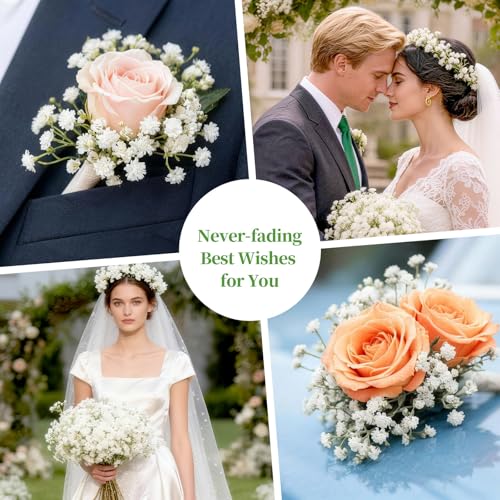 36 Pcs Babys Breath Artificial Flowers, White Artificial Flowers Bouquet, Faux Flower, Fake Gypsophila Bulk in Vase Floral Decor for Centerpieces Wedding Brides