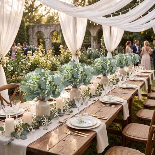 Hotop 100 Pcs Mixed Eucalyptus Leaves Stems Bulk Artificial Silver Dollar Greenery for Bouquet Faux Plant Branches for Wedding Bridal Bouquets Vase Floral Arrangement Home Decor