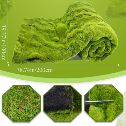 FAICOIA Fake Moss Rug Table Runner Roll for Fairy Gardens Grass Wedding Woodland Table Decor 39" x 79" Artificial Green Moss for Decorating Wall Indoor Plants Crafts 100 x 200cm - color: Green - 39" x 79"