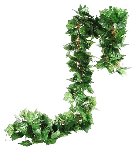 Elegant 38 Ft Autumn Artificial Grape Leaf Garland - 5 Strands, Highly Realistic Fall Decor for Weddings, Home, Parties, & Wall Display