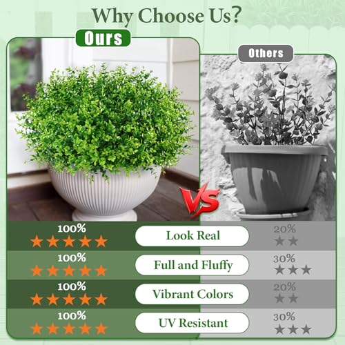 Yastouay Artificial Flowers for Outdoors UV Resistant, 22 Bundles Green Realistic Fake Outdoor Flowers Fake Plants, Faux Flowers for Outdoor Planters Front Porch Garden Window Box Farmhouse Decor - color: Green, size: 22 Bundles