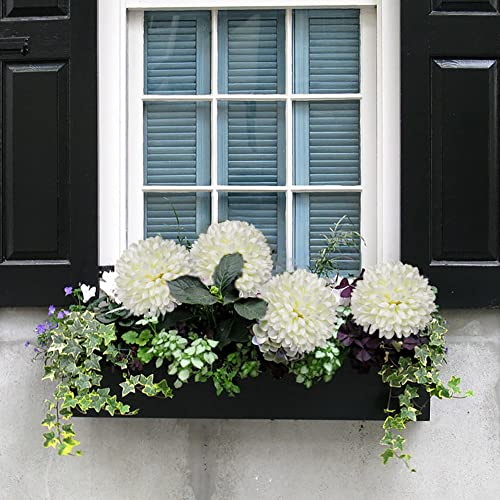 Briful Autumn Artificial Chrysanthemums Ball Flowers 6’’ Large Heads Mums Stems Cream White Fake Hydrangea Flowers Bridal Wedding Bouquet for Home Garden Party Wedding Decoration, Set of 4 - color: 6'' Dia. 4pcs Cream White