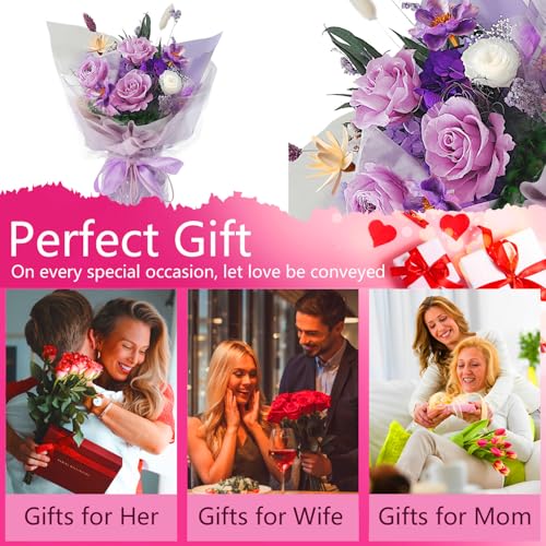 BestFlower Mothers Day Flowers Bouquet Gifts for Mom,Roses Bouquet Gifts for Women Mom Wife from Daughter,Fresh Flowers for Delivery/Purple Rose - color: D-purple B