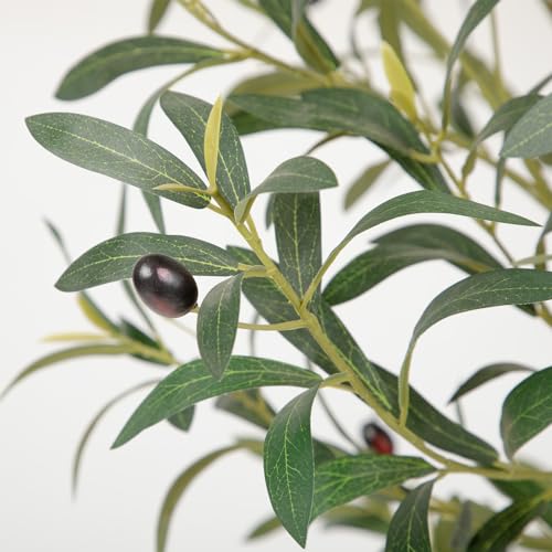 Nafresh Tall Faux Olive Tree，8ft（96in） Realistic Potted Silk Artificial Olive Tree， Fake Olive Trees Indoor with Green Leaves and Big Fruits for Home Office Living Room Stairs Patio Decor. - size: 8ft