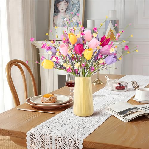15 Pcs Artificial Tulips Wildflowers Spring Flower Stems, Fake Tulips Artificial Flowers Bouquets with Wildflowers, Colorful Spring Floral Picks for Easter Spring Floral Arrangements Vase Centerpieces - color: Flower Stems-15pcs