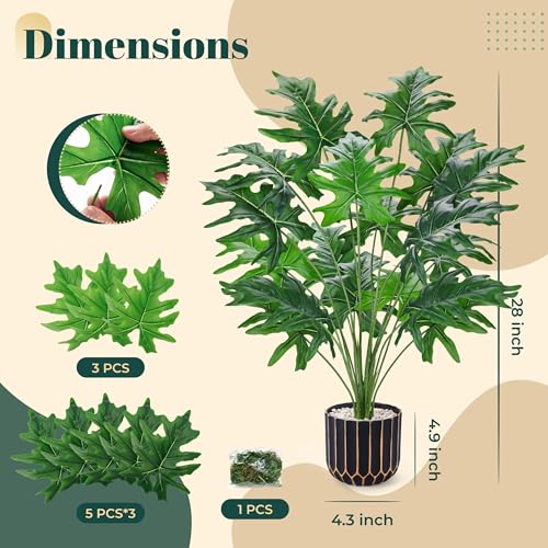 Der Rose Fake Plants Tall Green Artificial Tropical Faux Plants Indoor for Living Room Home House Decor - size: 28"-Tropical Faux Plants