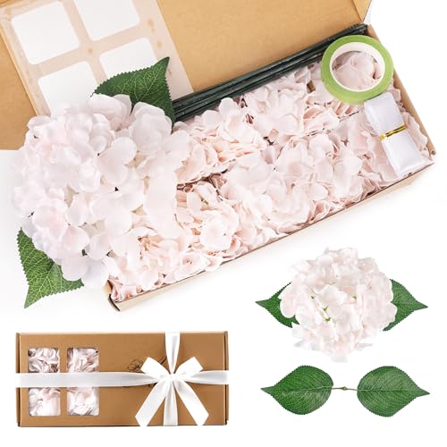 Auihiay 10PCS Faux Hydrangea Flowers, Lifelike Pink Hydrangeas Bouquets, Hydrangea Artificial Flowers for Wedding Centerpieces, DIY Bouquets, Bridal Shower, Home Decor, Mother's Day, Garden (Pink) - color: Light Pink