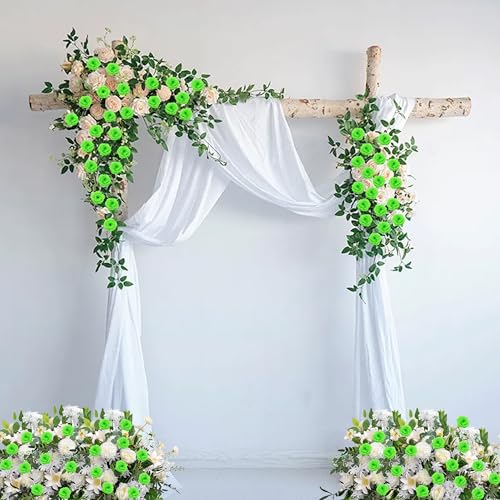 Rose Artificial Flowers, 50Pcs Green Roses Head Flowers Bulk with Stem, 3 Inches Silk Rose Fake Flower Head for Wedding Party Home Decor DIY Baby Shower Centerpieces Tables Decoration(Grass Green) - color: Grass Green