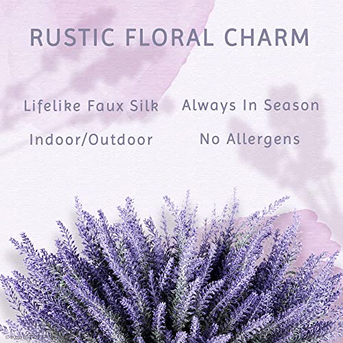 Butterfly Craze Lavender Flower Stems - Lifelike Outdoor Artificial Plants - DIY Crafts & Floral Picks - Planter Filler & Window Flower Box - Pack of 8, 14.5"-16.5" Violet & Green - size: 8 Piece Bundle