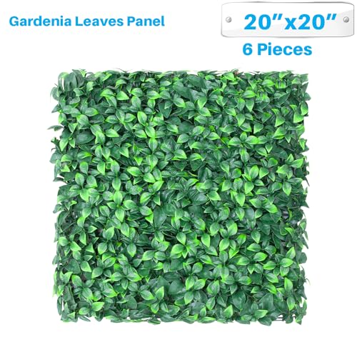 Patio Paradise 20"x20" (6PC) Artificial Grass Wall Panels Greenery Backdrop Faux Boxwood Hedge Fake Ivy Privacy Screen for Outdoor Wedding Décor Photography Background, Gardenia - color: Gardenia, size: 20"x20"
