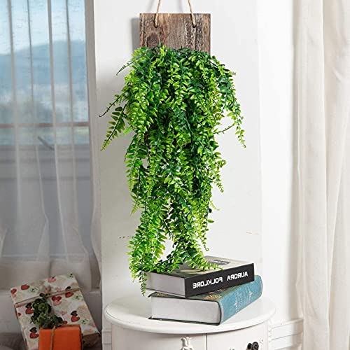 Artificial Plants 4 Pcs, Vines Ferns Persian Rattan Fake Hanging Plant Faux Hanging Boston Ivy Leaves Fern Outdoor UV Resistant Plastic Plants for Wall Indoor Vine (Green) - color: Boston Vine - 4pcs