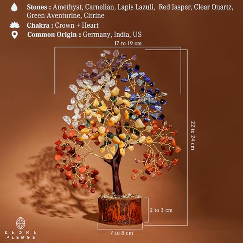 7 Chakra Healing Crystal Tree with Rose Quartz Crystal Necklaces Gifts for Women, Positive Energy, Wealth, Success, Meditation, Home & Office Decor, Spiritual Birthday Gifts for Mom and Loved one, - color: Wooden Base 7 Chakra Tree With Rose Pendant