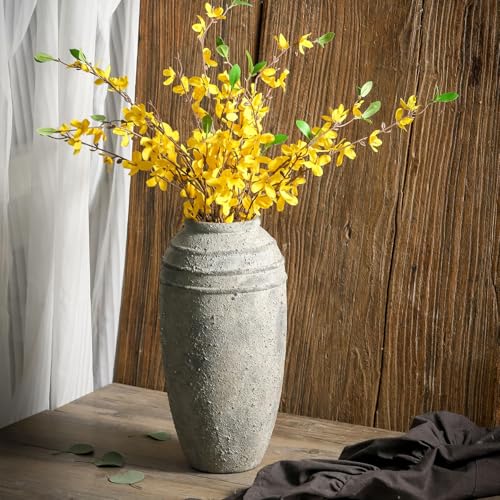Large Ceramic Rustic Vase, 12.87 inch Tall Vintage Farmhouse Flower Pottery Vase for Home Decor, Living Room Shelf Decor,Enterway, Table Decoration - color: 101-3-12.87in