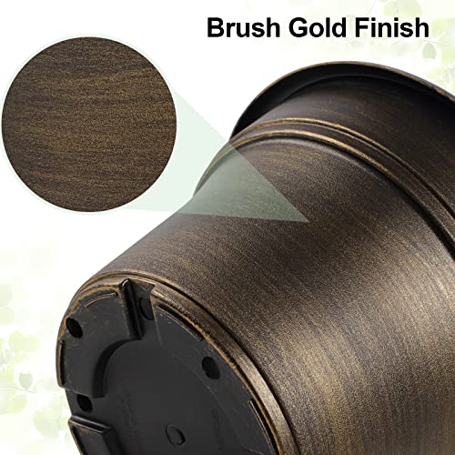 Plant Planters Pots Set of 4 Pack 8 Inch, Plastic Flower Pot For Indoor Plants With Drainage Holes & Trays, Resin Decorative Container Sets With Saucer For House Outdoor Garden Planters Dark Gold - color: Gold, size: 8 inch-4 pack