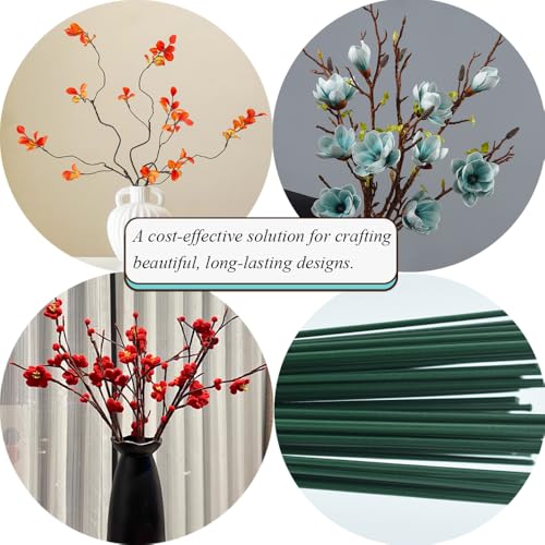 HAHIYO 2mm 14Gauge Dark Green PE-Wrapped Metal Floral Wire 12 Inches(30cm), 70 Pack Flexible Paddle Wires Florist Wire Garden Wires for Craft Christmas Wreath Flower Arrangement Bouquet Wedding DIY