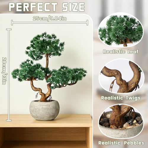 TOARTi Artificial Bonsai Tree Potted Plant with Pot, 11" Tall Small Fake Potted Faux Plant Desk Decor, Realistic Decorative Plants Indoor Shelf Decor for for Home Bedroom Bathroom Office Desk - color: Bonsai Tree -Small 11''