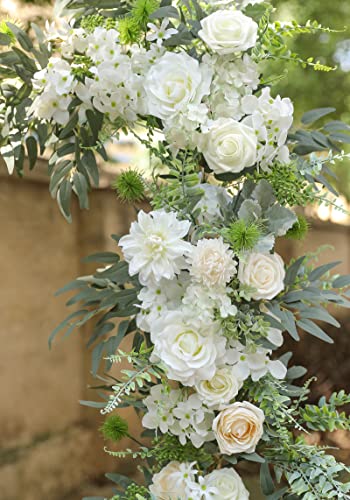 rongflower Artificial Flowers Combo Silk Mix Fake Flowers Leaf for DIY Wedding Bouquets Centerpieces Arrangements Party Baby Shower Home Decorations(Milk White) - color: Milk White