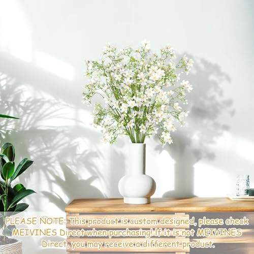 Artificial Flowers 8PCS Silk Flowers with Long Stems, Fake Flowers Bulk Fake Babys Breath, White Flowers for Tall Vase Outdoor Garden Wedding Party Home Table Centerpiece Winter - color: White