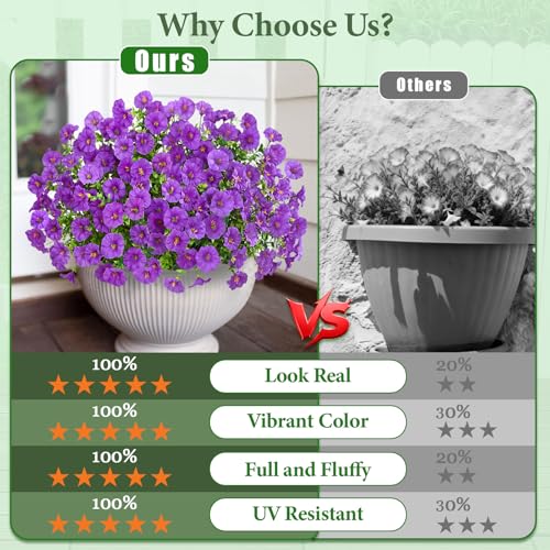 Yastouay Artificial Flowers for Outdoors, 26 Bundles Fake Outdoor Flowers, UV Resistant Artificial Plants & Flowers for Decoration, Purple Realistic Morning Glory for Outdoor Porch Garden Decoration - color: Purple, size: 26 Bundles
