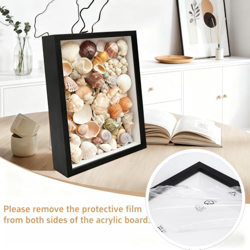 8x8 Shadow Box - 2Pack Walnut Color Wooden Deep Picture Frame with Shatter-Resistant Panel for Wall Decor | 3D Display Case for Flowers, Photos and Crafts | Easy to Open & Ready to Hang Gift Idea - color: Walnut Color, size: 2Pcs 8X8in