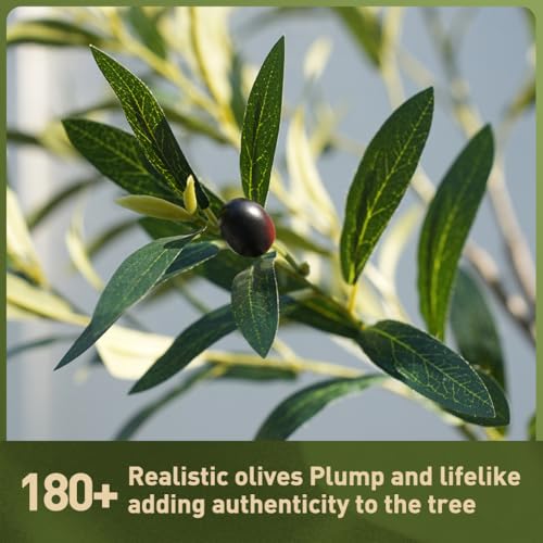 VeriNatural Artificial Olive Tree 8FT - Large Fake Olive Trees Indoor with 4028 Silk Leaves, Outdoor Potted Faux Plant with UV Resistant for Living Room,Office,Patio, Home Decor,VN157 - size: 8ft