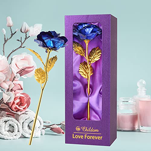 Childom Mothers Day Rose Gifts for Mom,Birthday Gifts for Women,Mothers Day Flowers Gifts for Mom from Daughter Son,Blue Artificial Flowers Gift for Her,Wife,Grandma,Christmas,Valentines,Anniversary - color: Blue