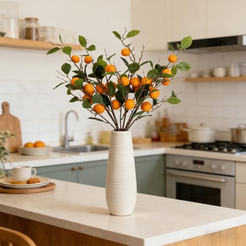 2PCS 36.6Inch Artificial Tangerine Branches Artificial Orange Branches Fake Orange Stem 14 Fruit Long Stem for Home Party Wedding Office Thanksgiving Indoor Outdoor Decor - color: 36.6inch Orange, size: 2 PCS