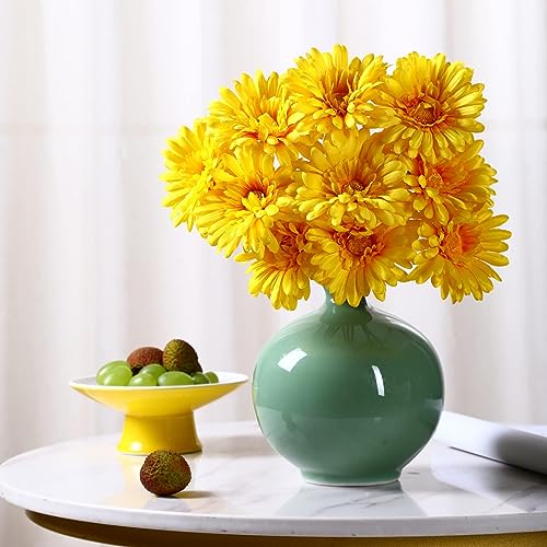 TOPIA Artificial African Daisy Flowers - Silk Gerbera Daisies Pack of 20 (Yellow) - color: Yellow, size: 20pcs