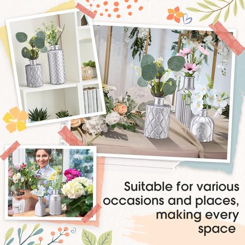 Yaomiao 30 Pcs Vases Bulk Colored Flower Glass Bud Vases Valentine Vintage Colored Glass Bottles Colorful Rustic Embossed for Home Wedding Table Decorations Gifts(Silver Series) - color: Silver Series