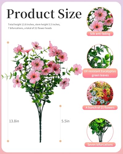 Artificial Flowers for Outdoor Decor, 16 Pack UV-Resistant Fake Colorful Silk Daisy Flowers, Perfect for Spring & Summer Decorating – Front Porch, Patio, Window Boxes, and Potted Plants - color: Mixed Color1(red,pink,yellow,blue,rose)