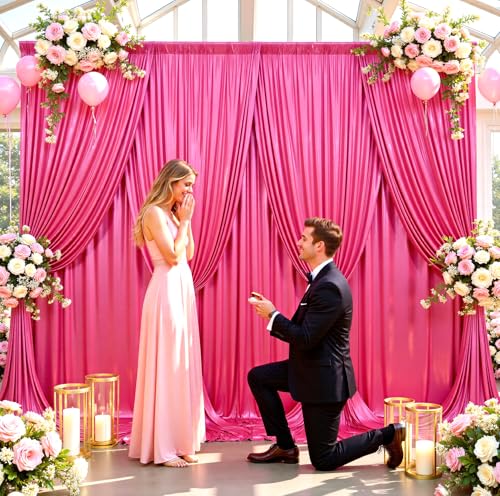 30ftx10ft Hot Pink Sequin Backdrop Curtain for Parties, Wrinkle Free Thick Glitter Sparkle Photo Backdrop Drapes 6 Panels 5x10FT Shimmer Back Drop Cloth for Wedding Birthday Photography Background - color: Hot Pink, size: 5'W×10'H _6 Panels