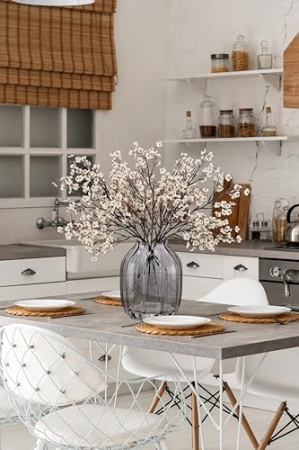 JAKY-Global Fake Fall Flowers Artificial for Decoration Faux Silk Babys Breath Floral Stems Home Indoor Halloween Decor Centerpieces Tables Vase Beige 12pcs - color: Beige, size: 12 Bundles
