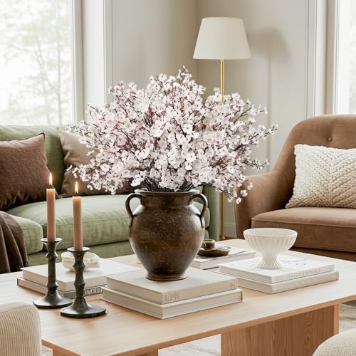 Babys Breath Artificial Flowers 16 Bundles White Real Touch Fake Flowers Silk Flowers Bulk for Vase Home Office Wedding Fall Indoor Outdoor Centerpiece Table Party Decorations - color: White, size: 16 Bundles