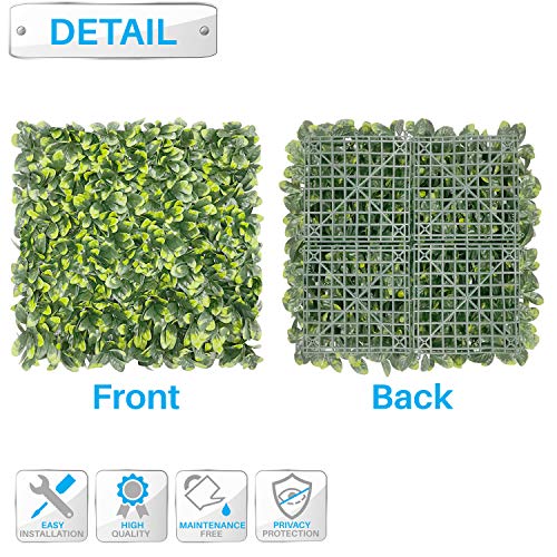 Patio Paradise 20"x20" (6PC) Artificial Grass Wall Panels Greenery Backdrop Faux Boxwood Hedge Fake Ivy Privacy Screen for Outdoor Wedding Décor Photography Background, Ficus - color: Ficus, size: 20"x20"
