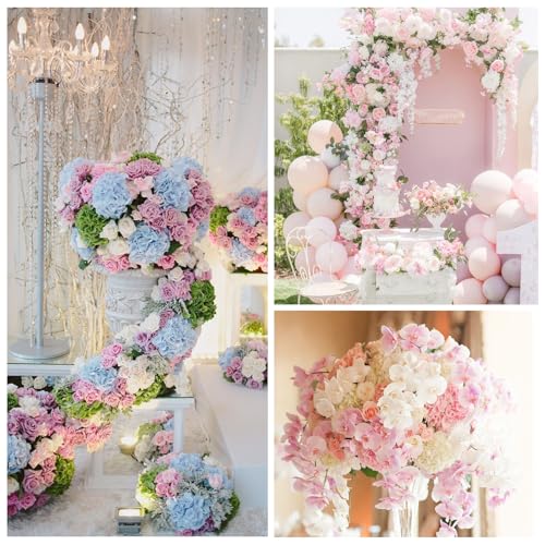 Serwalin 𝟱𝙋𝘾𝙎 3D Real Touch Hydrangea Artificial Flowers, 20in Lifelike Pink Latex Fake Hydrangea Flowers for Wedding Office Family Party Living Room Table Decoration (Pink) - color: Pink, size: 5PCS