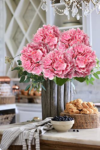 DILATATA Large Single Headed Pink Hydrangea 26" Artificial Hydrangea Flowers Fake Hydrangeas for Wedding Bouquet, Home, Party, Store, 3 - color: Light Pink #3, size: 3PCS