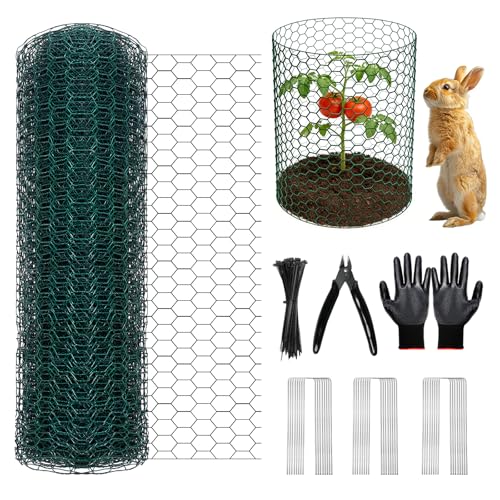 Chicken Wire for Floral Arrangements,16 in x 32.8 ft Green Chicken Wire Mesh Roll, Galvanized Hexagonal Floral Chicken Wire Garden Netting for Outdoor Plants, Chicken Wire Fencing for Poultry, Garden - size: 16x294 inch