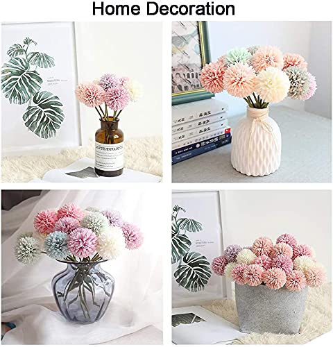 20Pcs Artificial Fake Flower Plants Silk Chrysanthemum Ball Hydrangea Arrangements Wedding Bouquets Decor Home Kitchen Garden Party Table Floral Centerpieces DIY (Orange&Black) - color: Orange&black