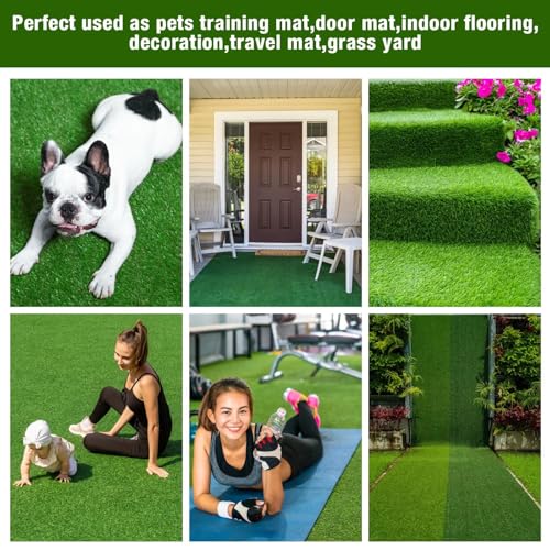 GLOBREEN Artificial Grass Pad for Dogs Potty, 4FTX6FT Pets Fake Grass Pee Pads, Turf Grass Rug Patio Balcony Yard Indoor Outdoor Use - size: 4FTX6FT