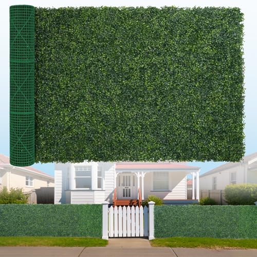 Artificial Boxwood Roll, 60x120 in(50 sqft) UV-Anti Faux Ivy Hedge Grass Wall Panels for Patio and Balcony Privacy, Fake Greenery Backdrop Decor for Fence, Garden, Backyard - size: 60x120inch
