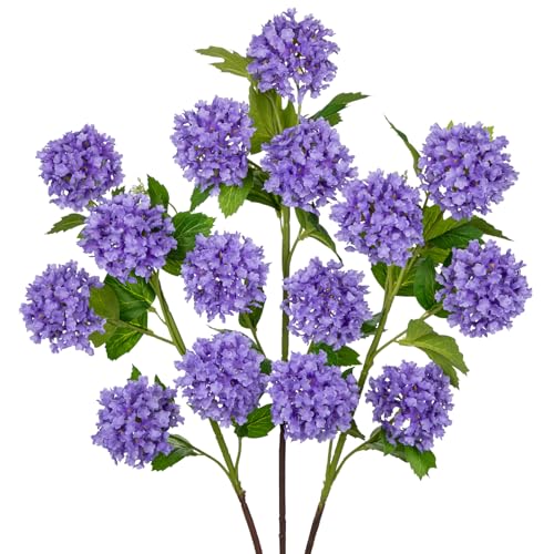 DILATATA Faux Hydrangea Flowers 30" Blue Artificial Hydrangea Spray with 5 Flower Heads, 3 Per Bag.Faux Hydrangeas Silk Flowers Fake Hydrangeas for Indoor Outdoor Wedding Table Centerpieces Decor - color: Purple