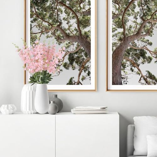8PCS Delphinium Artificial Flowers 33.5'' Larkspur Silk Flowers Tall Pink Long Stem Artificial Flowers for Wedding Table Centerpieces Home Garden Decor(Light Pink) - color: Light Pink