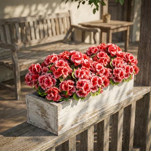 lovemoon 16 Pcs Artificial Geranium Plant Realistic Silk Flowers for Outside UV Resistant Faux Geraniums Flowers for Indoor Outdoor Home Garden Office Decoration (16, Peach) - color: Peach