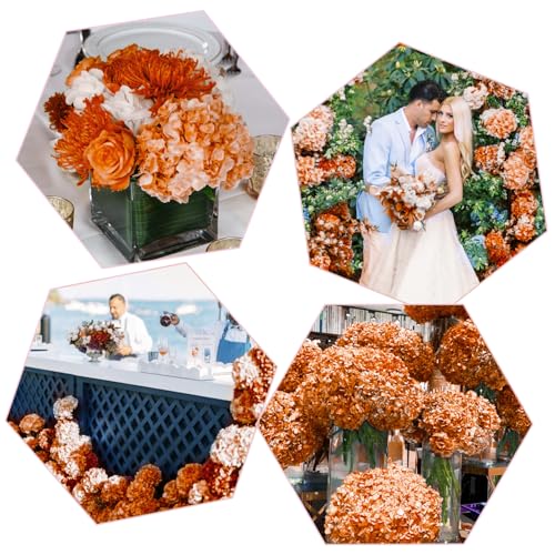 Coferset 3pcs Fall Orange Lifelike Hydrangea Artificial Flowers 22inch Real Touch Faux Hydrangea Flower Stem for Home Party Wedding Floral Filler Arrangements Ceterpieces Bouquets - color: Fall Orange, size: 3pcs