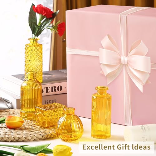 Mini Glass Bud Vases for Wedding & Bridal Shower Centerpieces,Versatile Glass Vases for Home Decor,Party & Anniversary Decorations,Candle Holders,Hydroponics, Aromatherapy Bottles(Pack of 30,Yellow) - color: Golden Yellow, size: 30 pcs